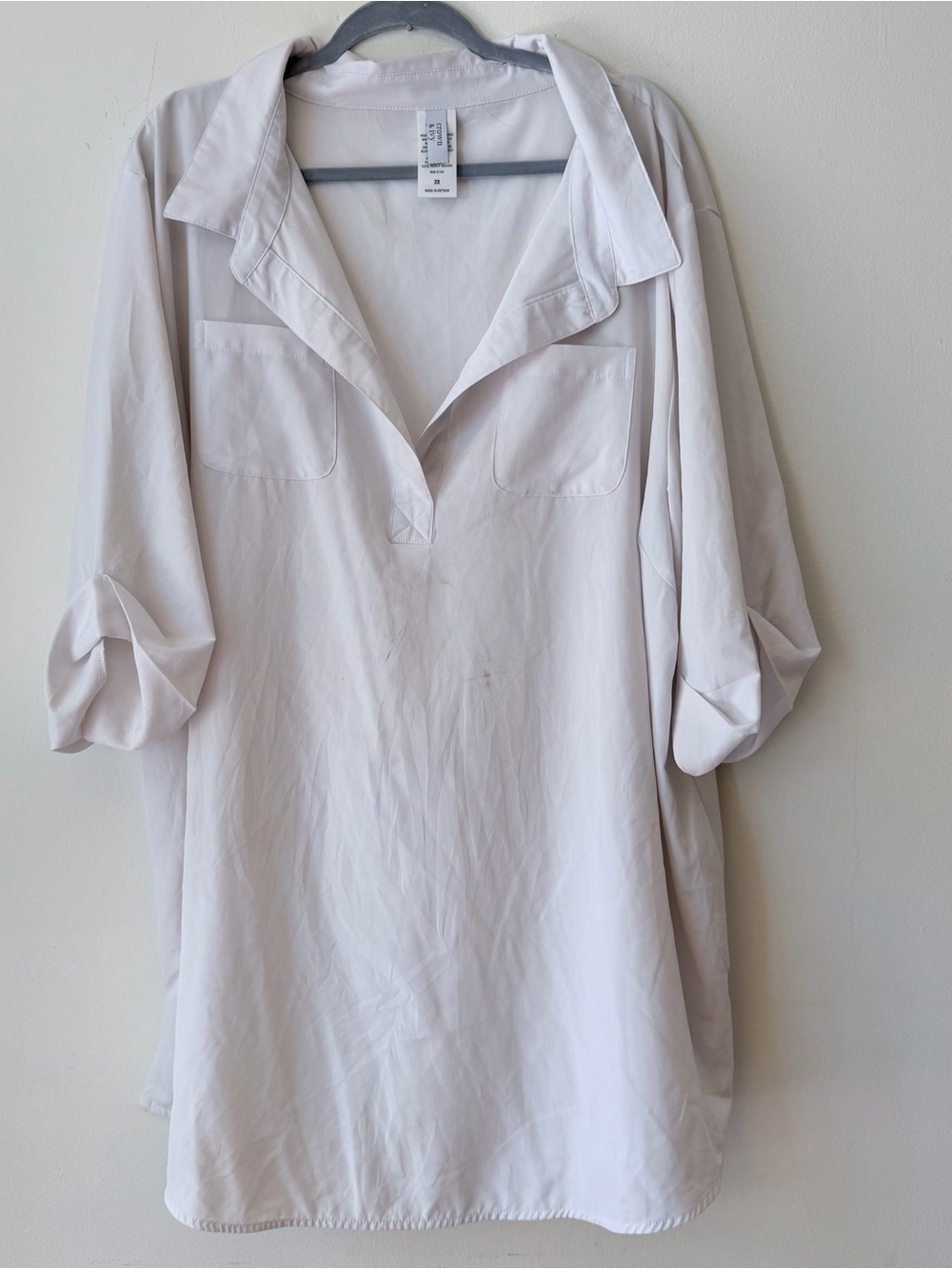 crown & ivy white 2X V-Neck Swim Coverup Tunic
